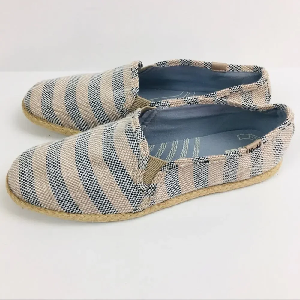 Keds Canvas Stripe Espadrille Slip On Flats Size 8.5
